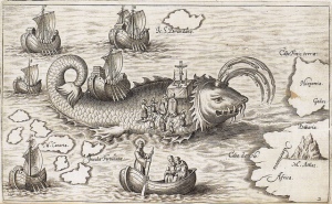 San Barandán celebrando misa, monstruos marinos, edad media, cartografía, islarios, ilustres marinos.